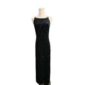 Finesse USA Black Sparkle Stretch velvet long Maxi party dress Size Medium Y2K